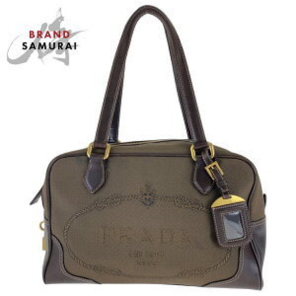 Prada jacquard tote Leather brown Bag Shoulder - Picture 1 of 9
